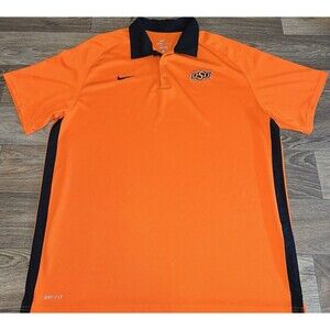 Nike Oklahoma State Cowboys Polo Shirt Mens XL Embroidered Logos Dri Fit Orange